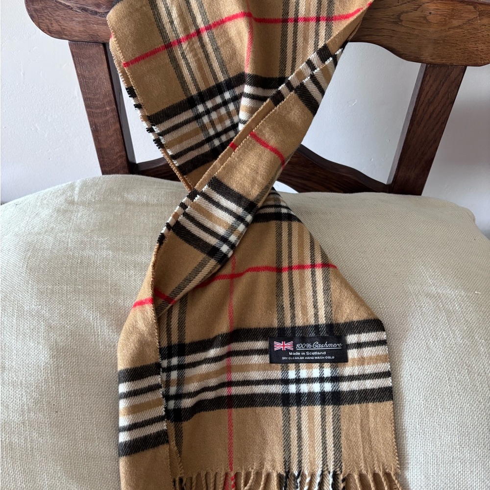 Classic Tan Checkered Scarf